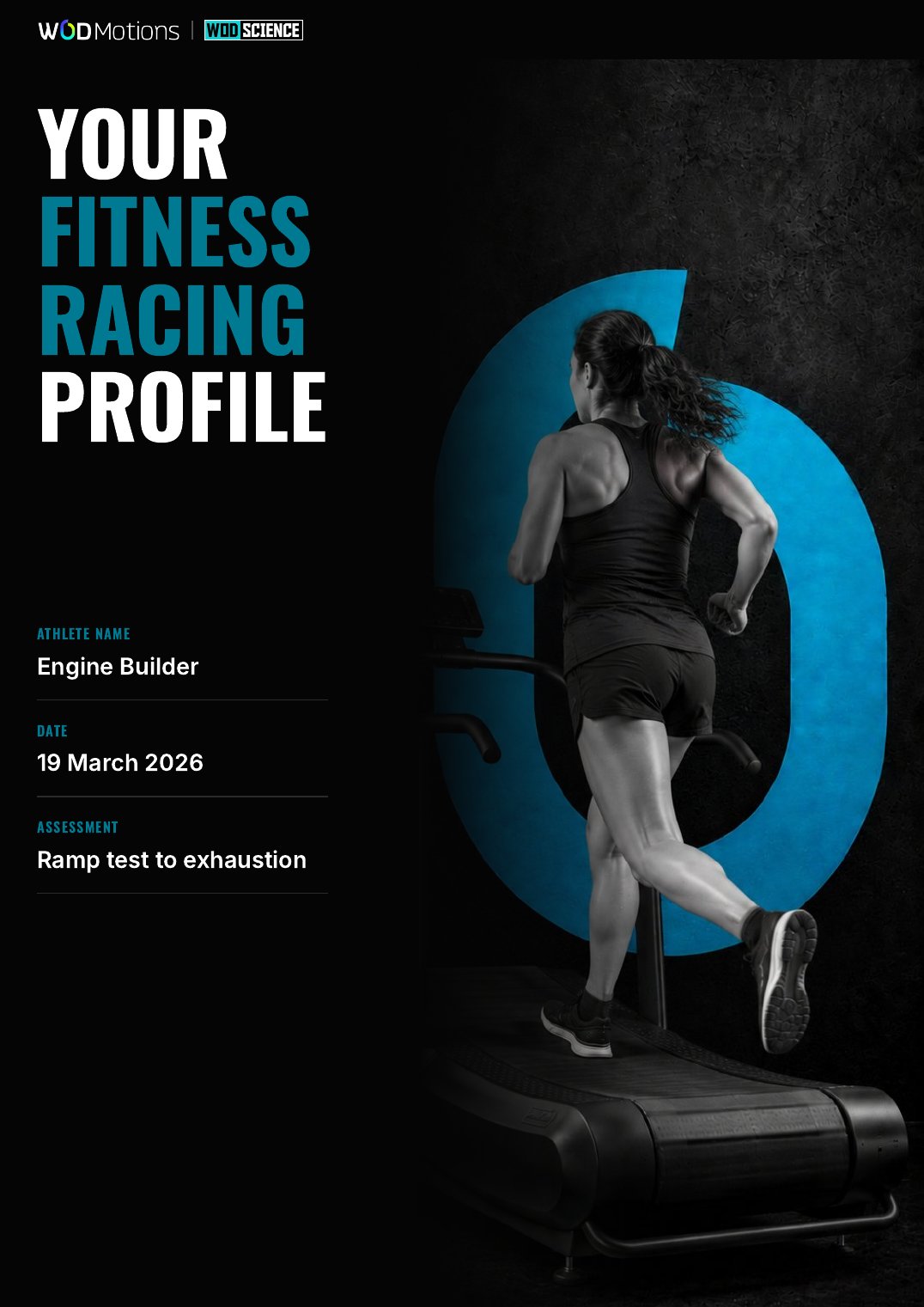 Titelseite eines Beispielberichts (Fitness Racing Profile)
